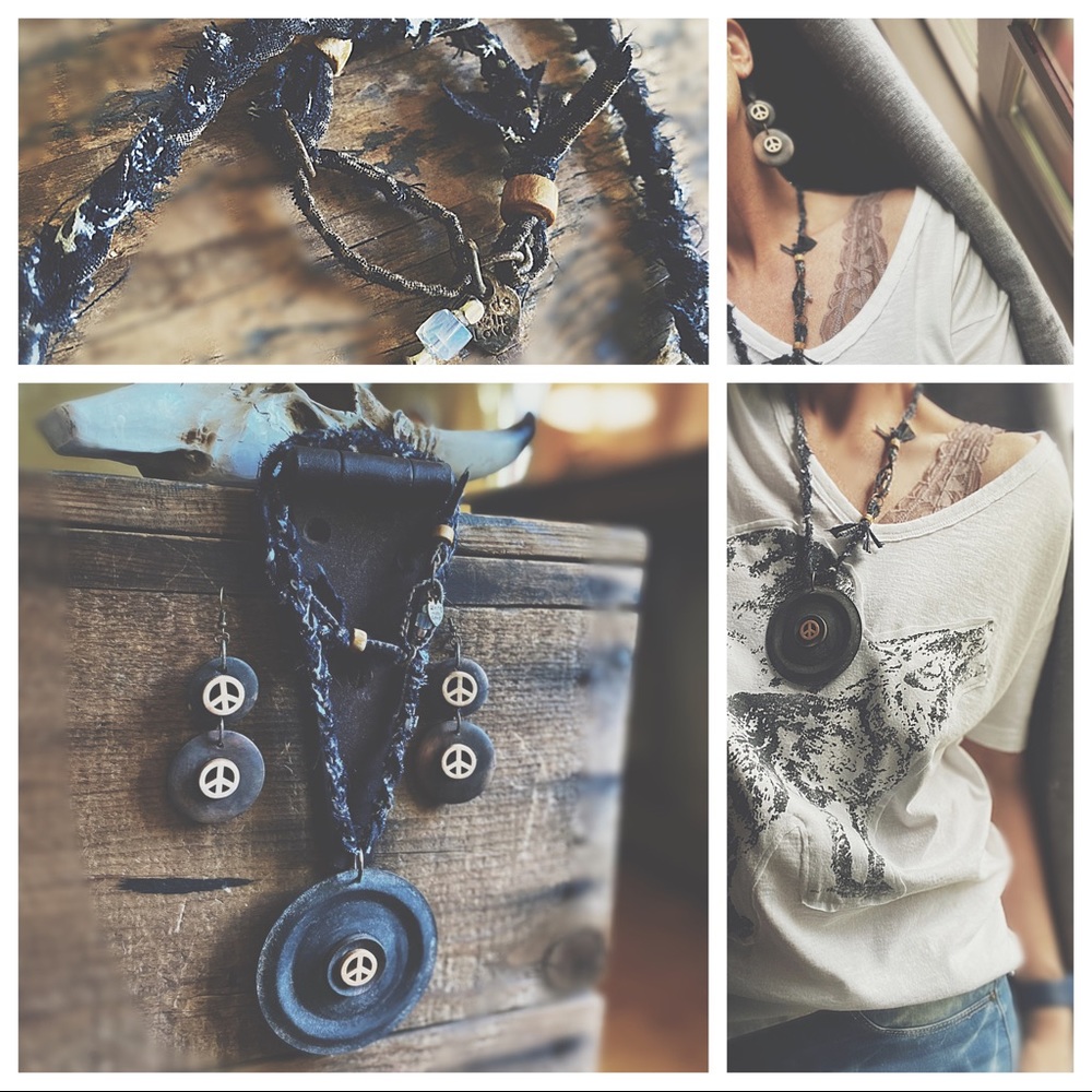 Keep The Peace Necklace & Earrings ☮️ - Picture 3 of 16